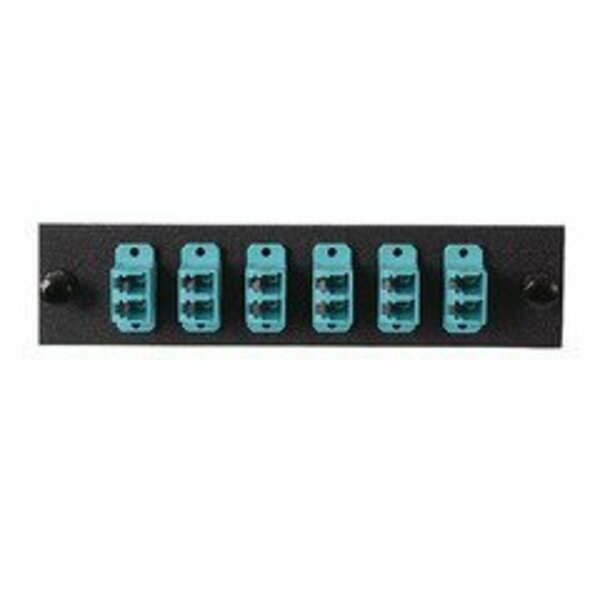 Swe-Tech 3C LGX Comp Adapter Plate featuring a Bank of 6 Duplex LC Conn in Aqua for OM3 and OM4 10Gbit FWT68F3-21160